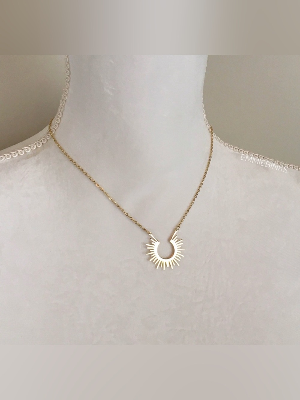 New Anthro Rays of Sunshine Sun Burst Boho Pendant Necklace ~ Golden Rays Silver - Picture 8 of 16